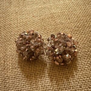 Sassy Jones Sparkling taupe Malia Glass Stud Earrings NWOT